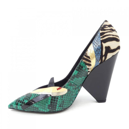 Saint Laurent Shoes Pumps Heel EU 38 US 8 Black Green Pink Authentic