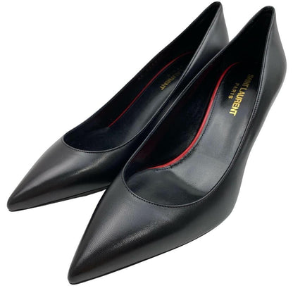 Saint Laurent Shoes Pumps Heel EU 37 US 7 Leather Black Authentic