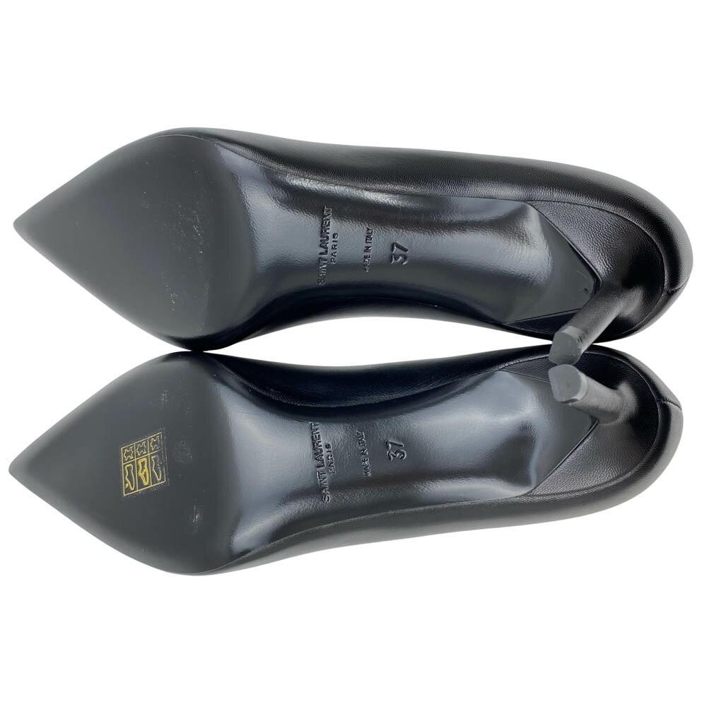 Saint Laurent Shoes Pumps Heel EU 37 US 7 Leather Black Authentic