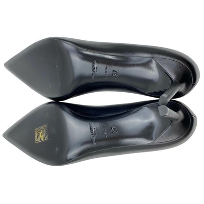 Saint Laurent Shoes Pumps Heel EU 37 US 7 Leather Black Authentic
