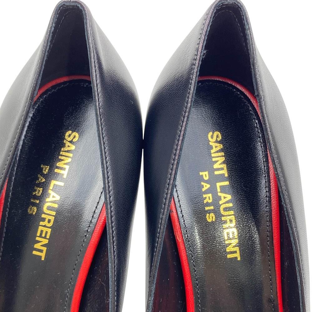 Saint Laurent Shoes Pumps Heel EU 37 US 7 Leather Black Authentic