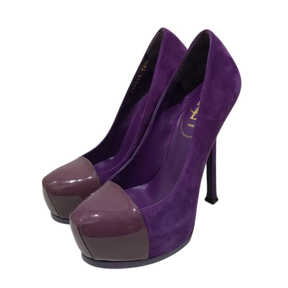 Saint Laurent Shoes Pumps Heel EU 36 US 6 Purple Authentic