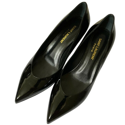 Saint Laurent Paris Shoes Pumps Heel EU 36.5 US 6.5 Patent Leather Black Auth