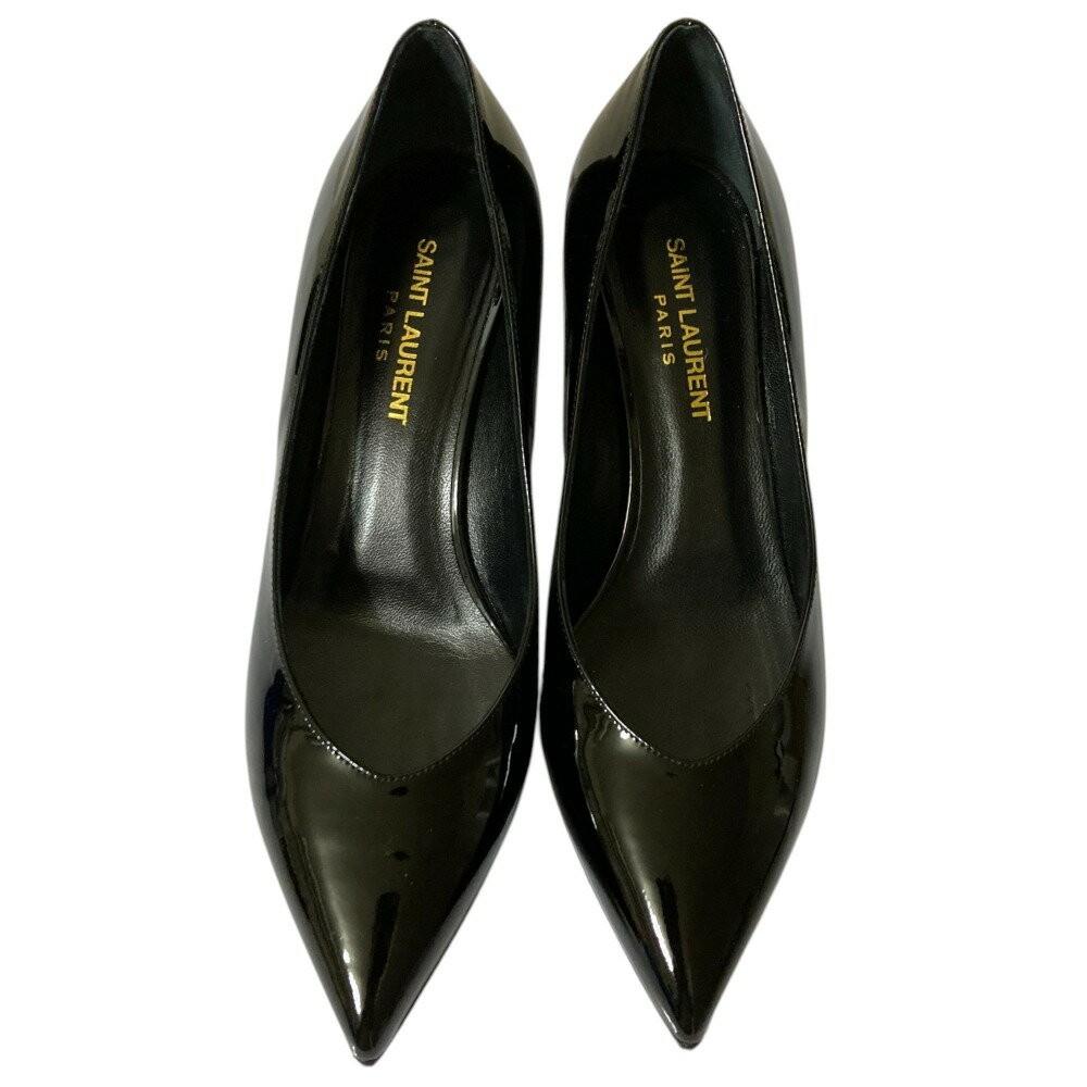 Saint Laurent Paris Shoes Pumps Heel EU 36.5 US 6.5 Patent Leather Black Auth