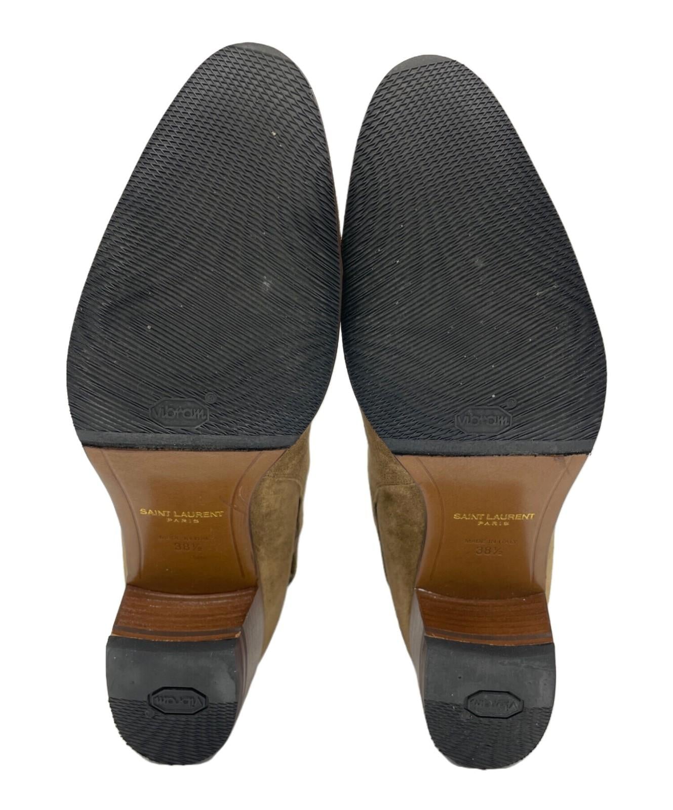 Saint Laurent Paris Short Boots Shoes EU 38.5 US 8.5 Suede Brown Authentic