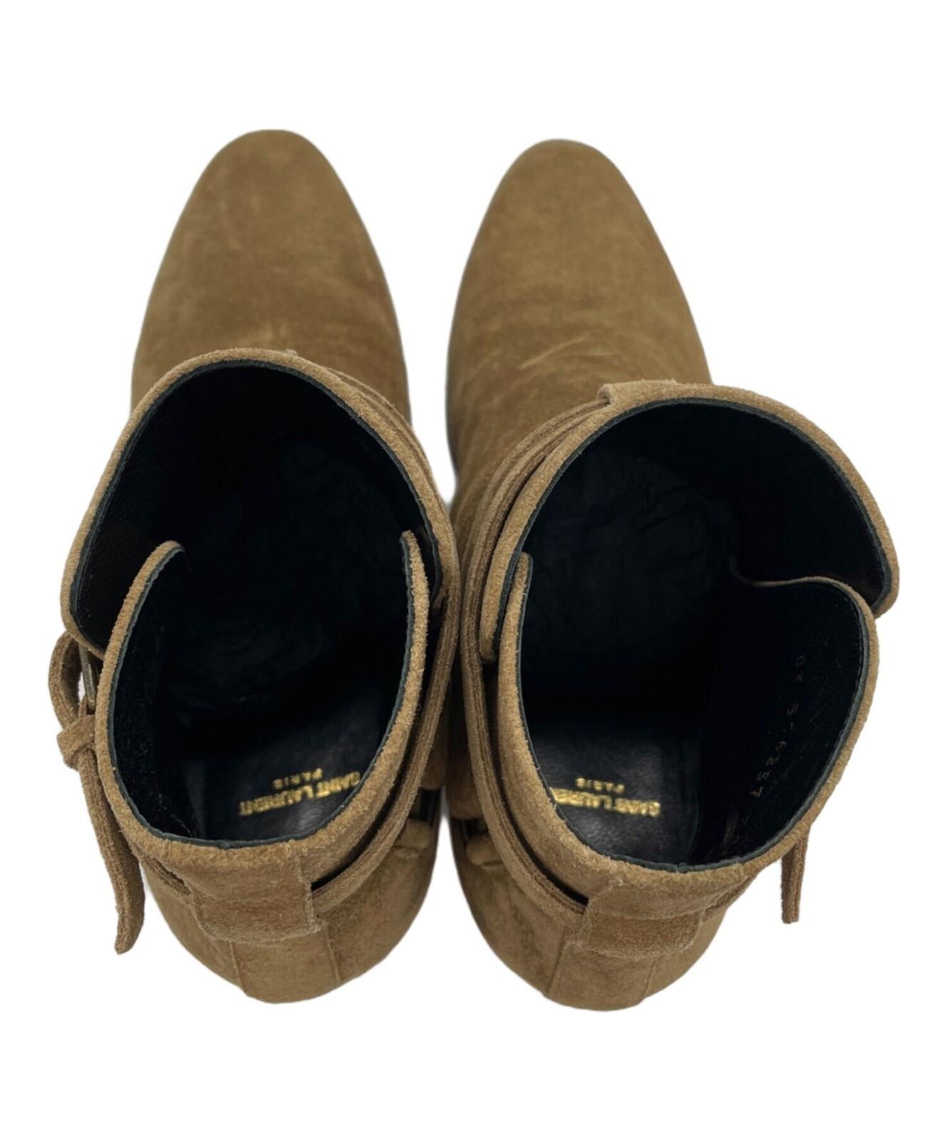 Saint Laurent Paris Short Boots Shoes EU 38.5 US 8.5 Suede Brown Authentic