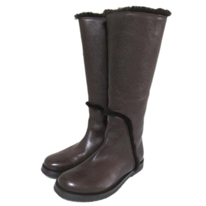 Saint Laurent rive gauche Long Boots Shoes EU 38.5 US 8.5 Dark Brown Authentic