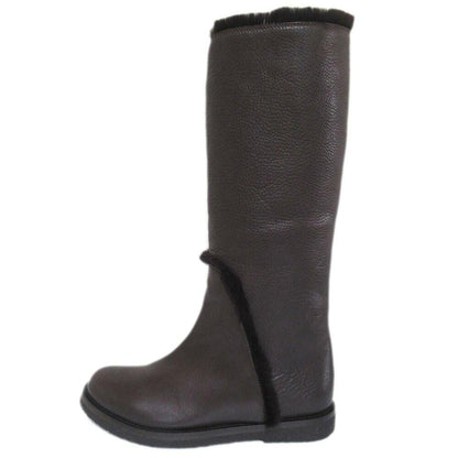 Saint Laurent rive gauche Long Boots Shoes EU 38.5 US 8.5 Dark Brown Authentic