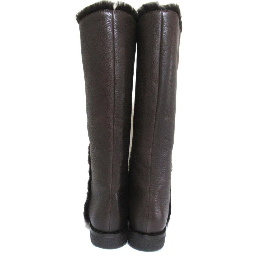 Saint Laurent rive gauche Long Boots Shoes EU 38.5 US 8.5 Dark Brown Authentic