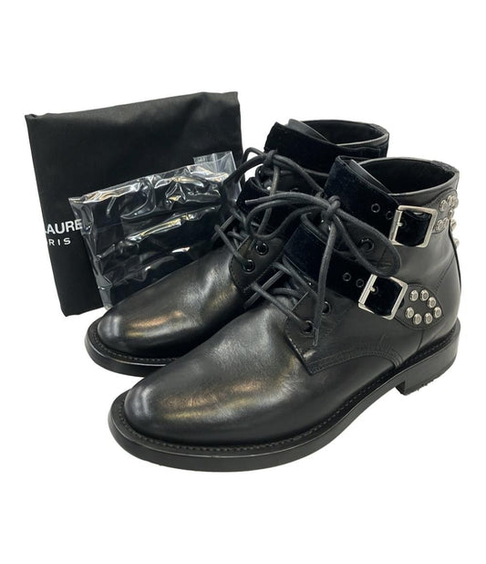 Saint Laurent Short Boots Shoes EU 38 US 8 Black Authentic