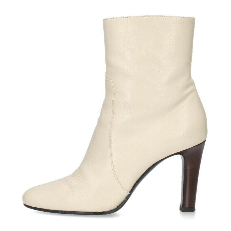 Saint Laurent Paris Short Boots Shoes EU 38 US 8 Leather Off White Authentic