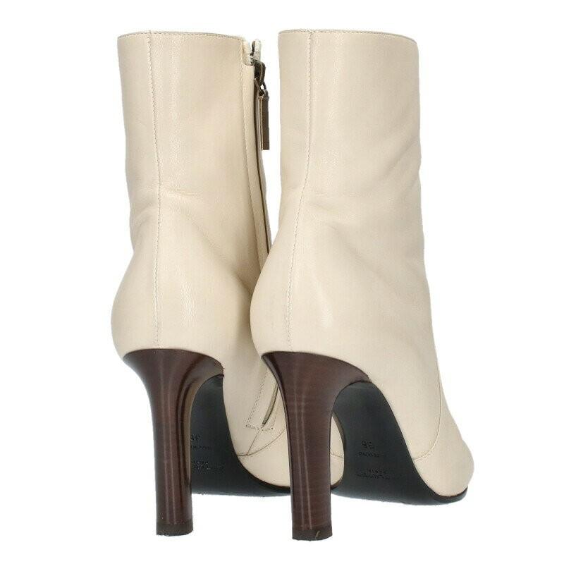 Saint Laurent Paris Short Boots Shoes EU 38 US 8 Leather Off White Authentic