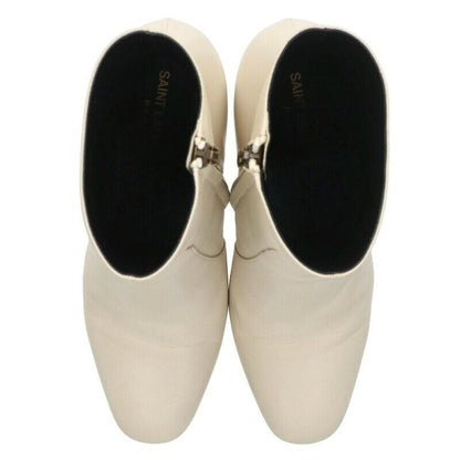 Saint Laurent Paris Short Boots Shoes EU 38 US 8 Leather Off White Authentic