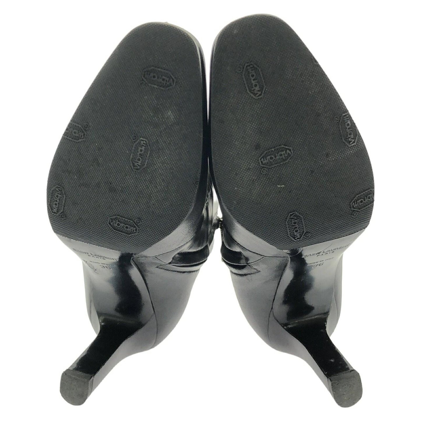 Saint Laurent Paris Short Boots Shoes EU 36 US 6 Leather Black Authentic