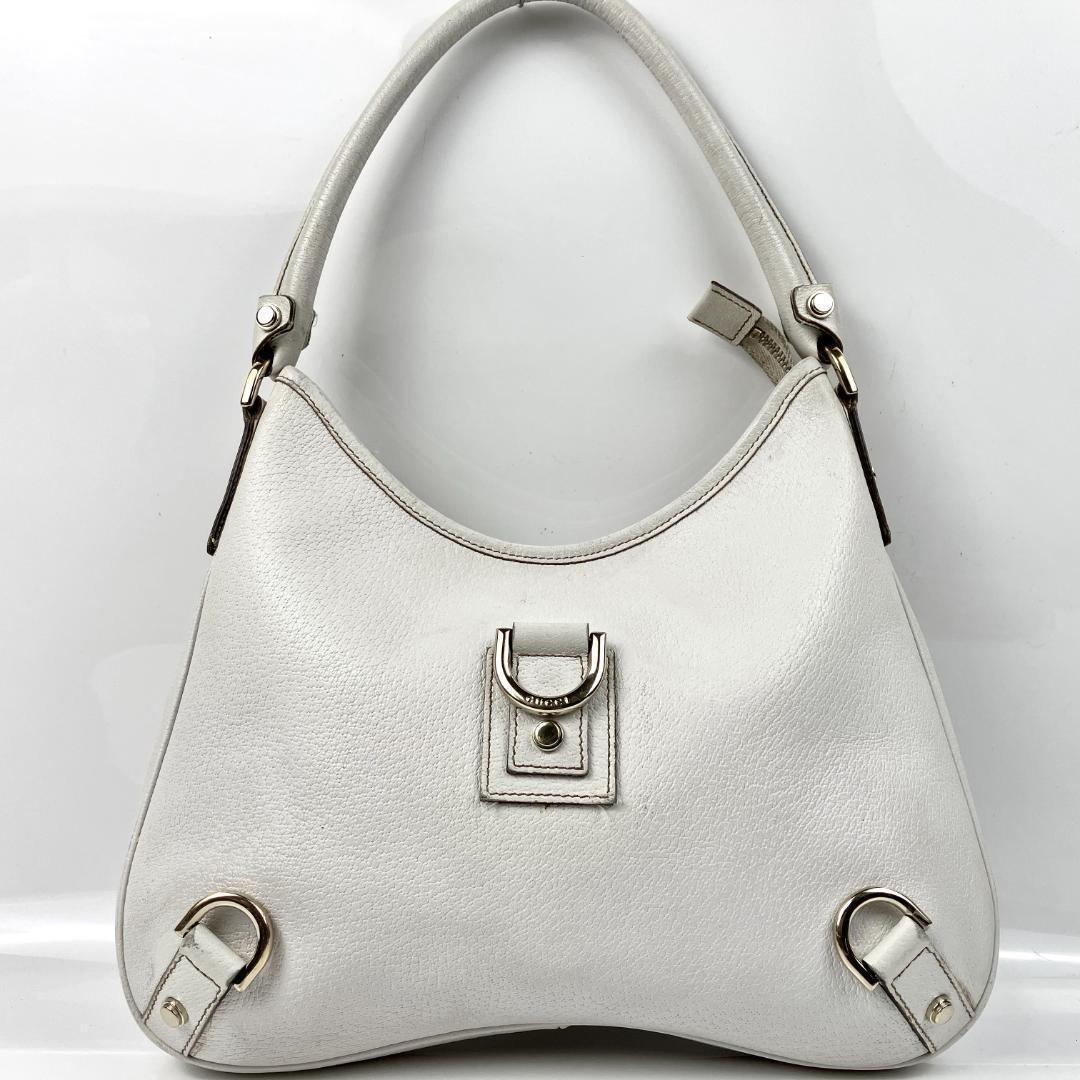 GUCCI Shoulder Bag Purse Leather White Authentic