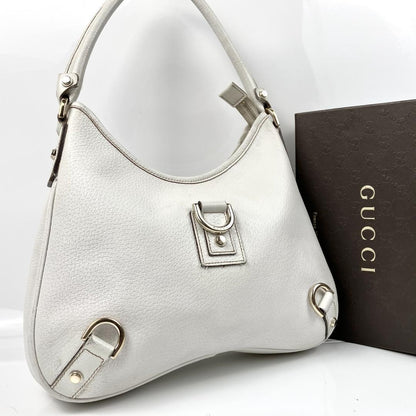 GUCCI Shoulder Bag Purse Leather White Authentic