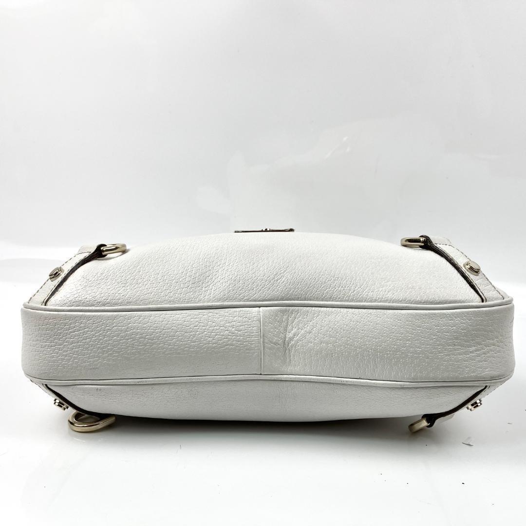 GUCCI Shoulder Bag Purse Leather White Authentic
