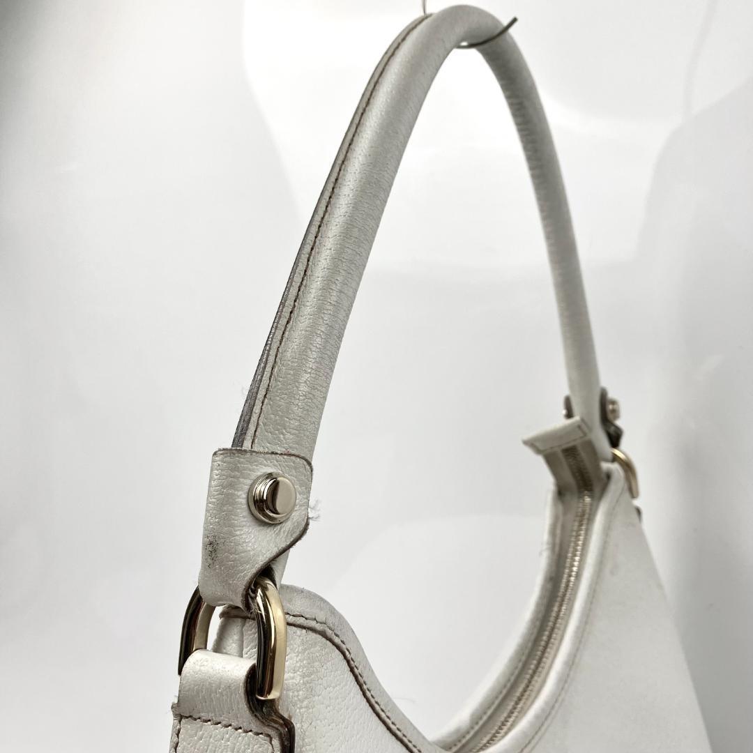 GUCCI Shoulder Bag Purse Leather White Authentic