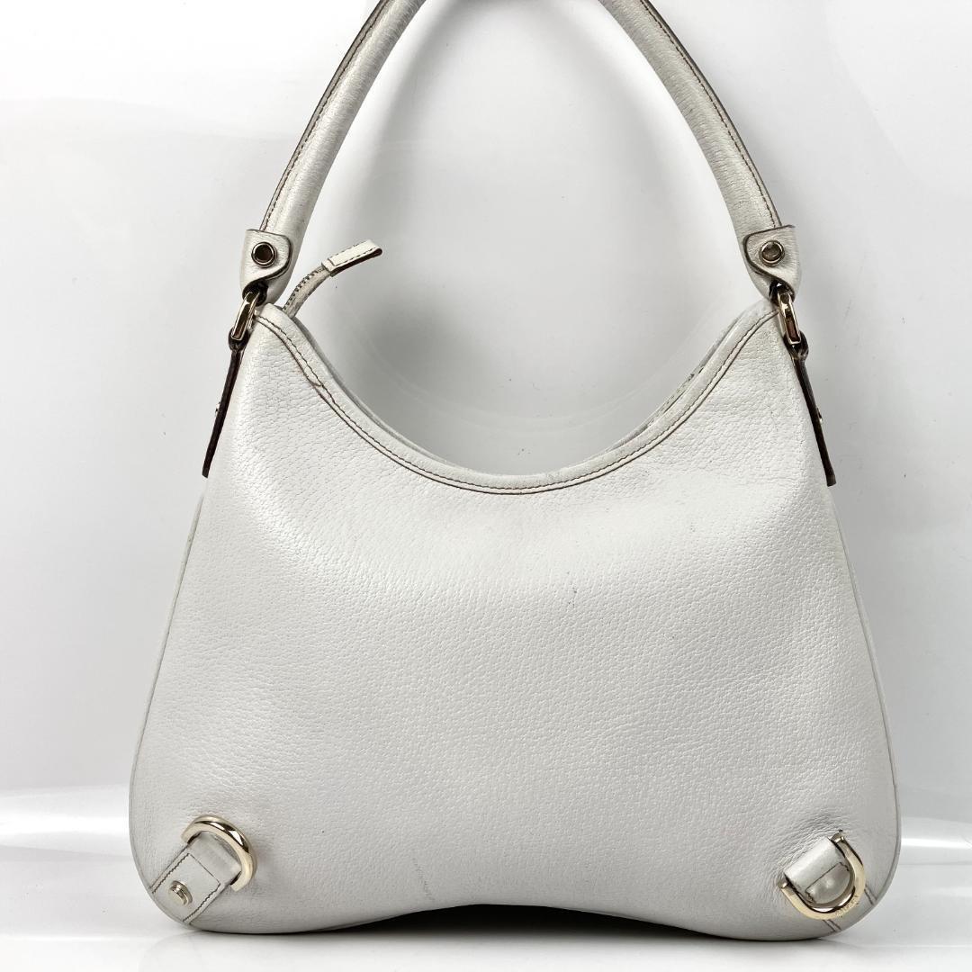 GUCCI Shoulder Bag Purse Leather White Authentic