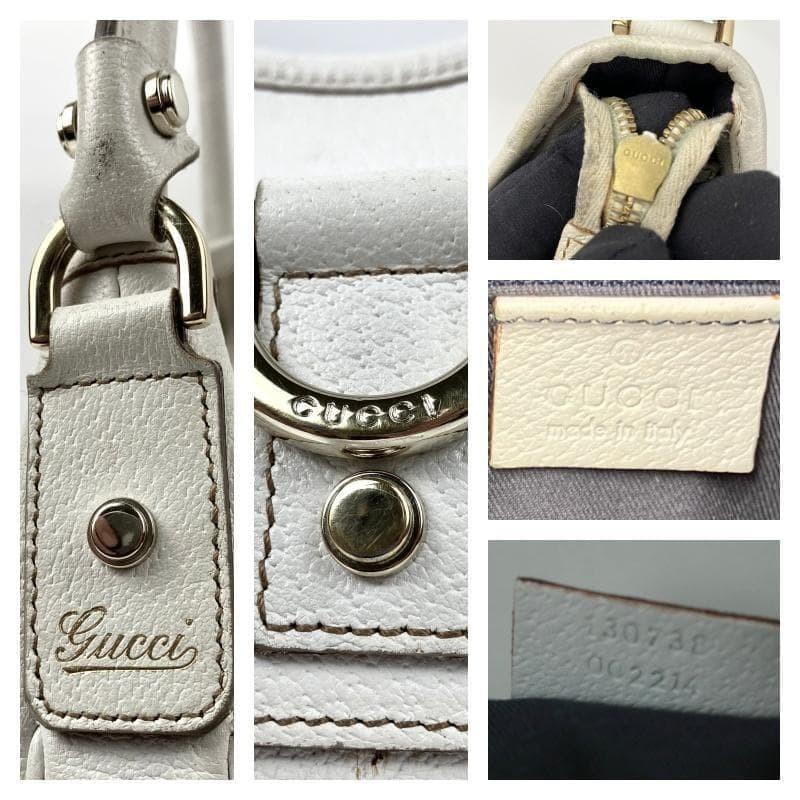 GUCCI Shoulder Bag Purse Leather White Authentic