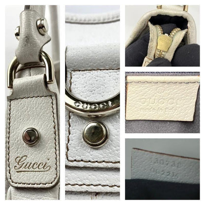 GUCCI Shoulder Bag Purse Leather White Authentic