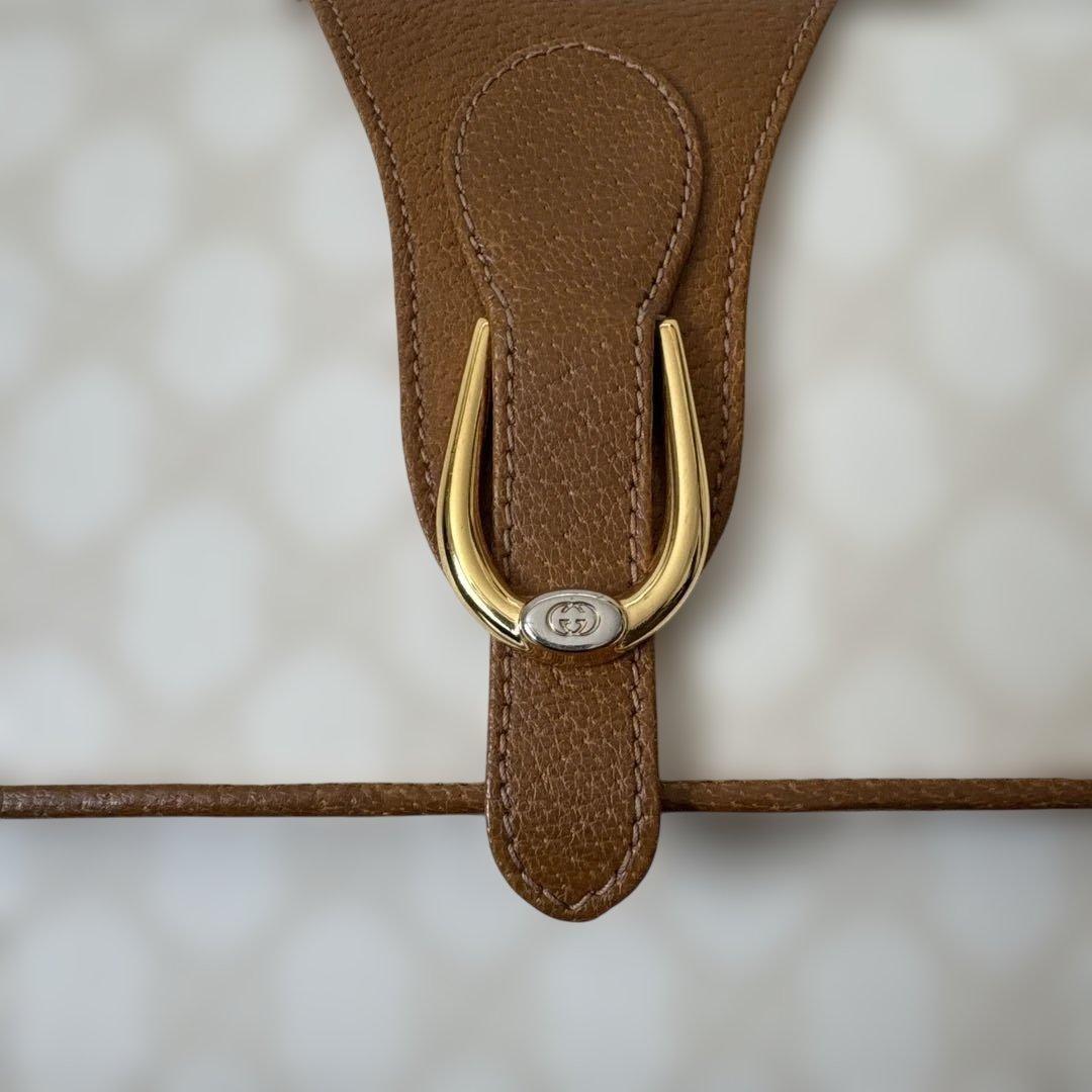 GUCCI Shoulder Bag Purse Old GG White Brown Authentic