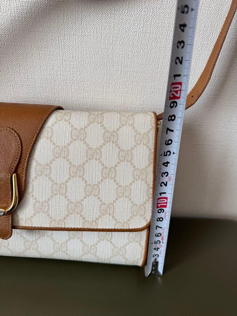 GUCCI Shoulder Bag Purse Old GG White Brown Authentic