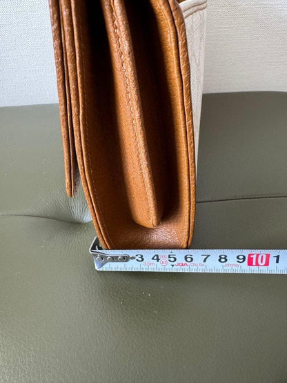 GUCCI Shoulder Bag Purse Old GG White Brown Authentic