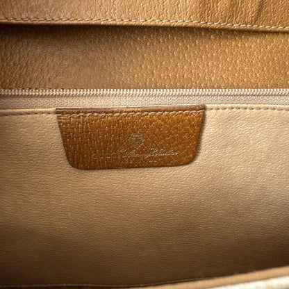 GUCCI Shoulder Bag Purse Old GG White Brown Authentic