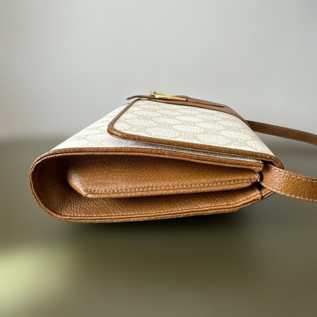 GUCCI Shoulder Bag Purse Old GG White Brown Authentic