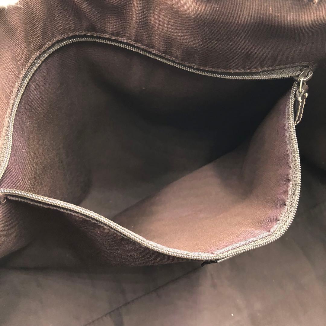 GUCCI Hand Bag Tote Purse GG Crystal PVC Canvas Leather Dark Brown Authentic