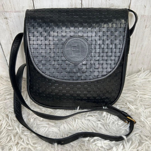 FENDI Shoulder Bag Purse FF Leather Black Authentic