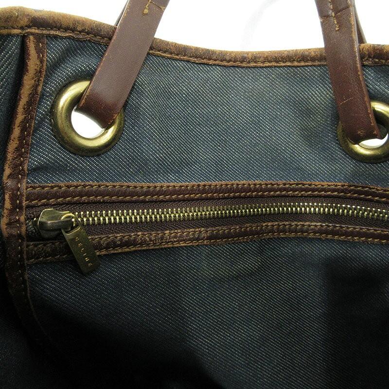 CELINE Hand Bag Tote Purse Macadam Denim Blue Authentic