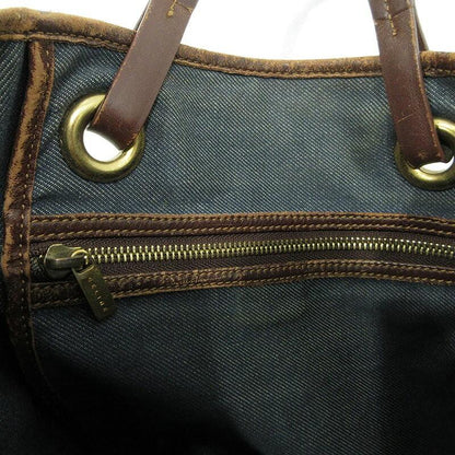 CELINE Hand Bag Tote Purse Macadam Denim Blue Authentic