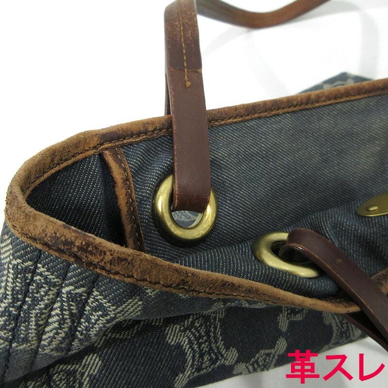 CELINE Hand Bag Tote Purse Macadam Denim Blue Authentic