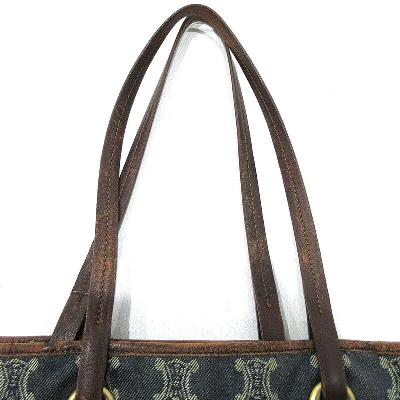 CELINE Hand Bag Tote Purse Macadam Denim Blue Authentic