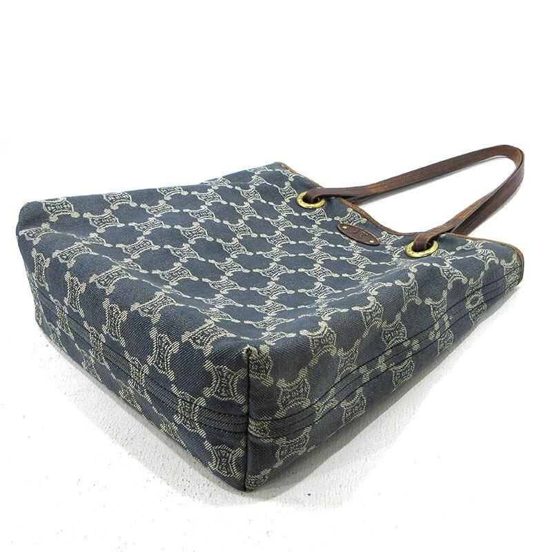 CELINE Hand Bag Tote Purse Macadam Denim Blue Authentic