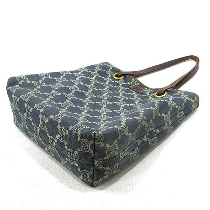 CELINE Hand Bag Tote Purse Macadam Denim Blue Authentic
