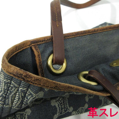 CELINE Hand Bag Tote Purse Macadam Denim Blue Authentic