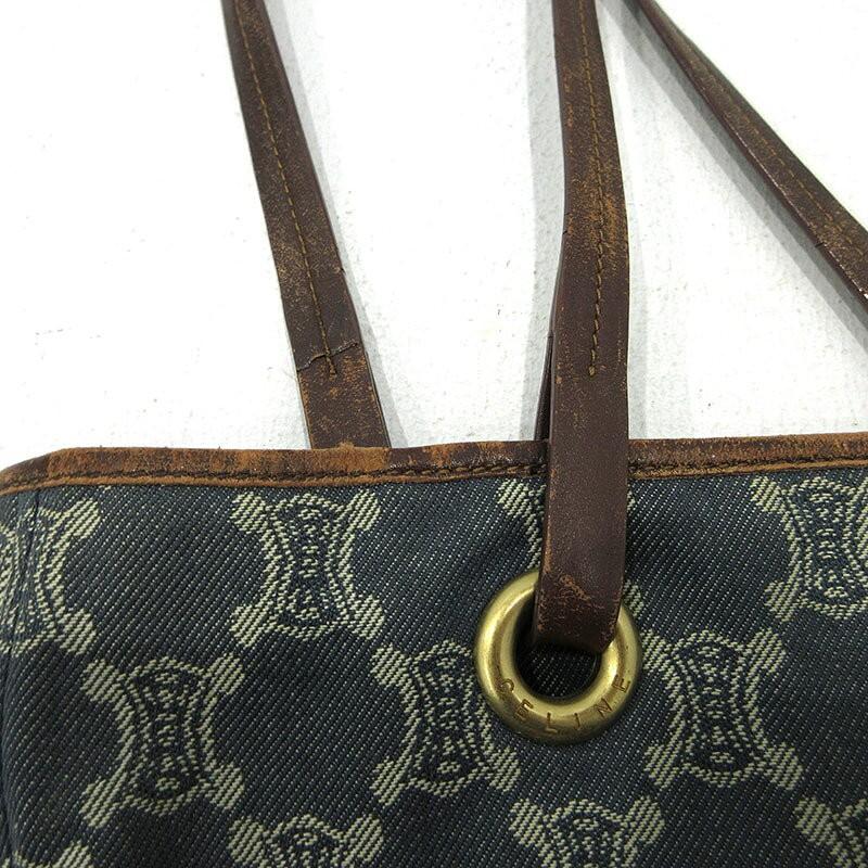 CELINE Hand Bag Tote Purse Macadam Denim Blue Authentic