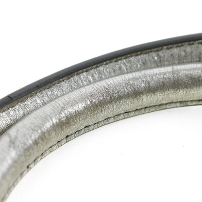 CELINE Hand Bag Tote Purse Logo Leather Silver Authentic