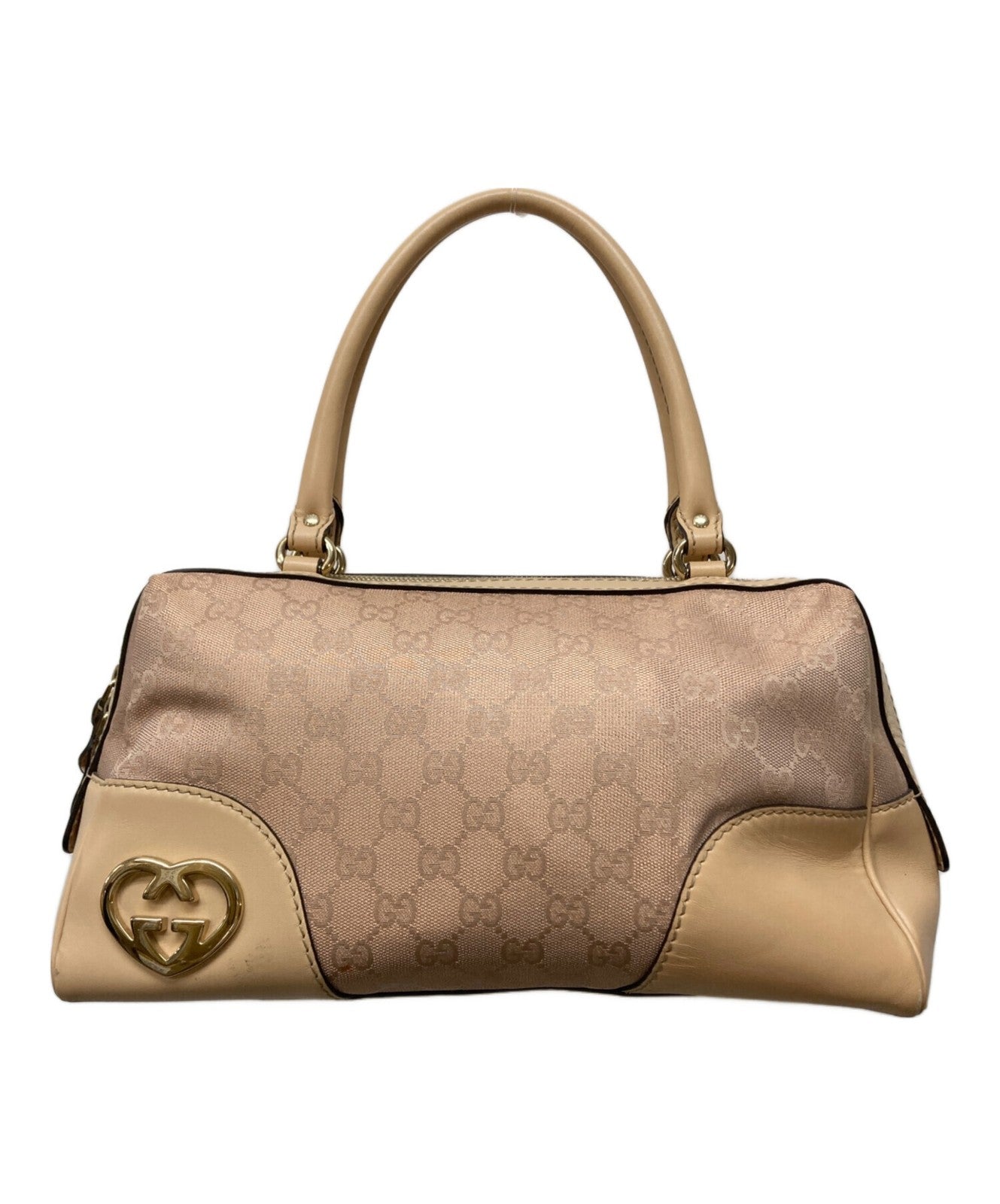 GUCCI Mini Boston Bag Hand Tote Purse GG Pink Authentic