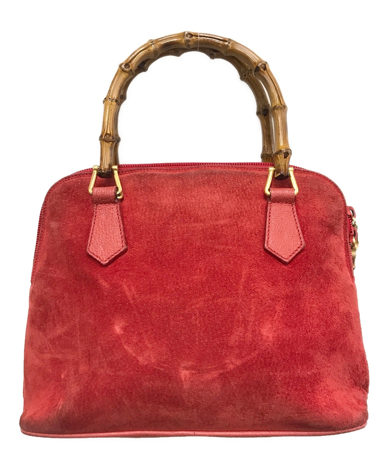 GUCCI Hand Bag Tote Purse Bamboo Red Authentic