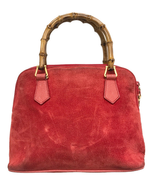 GUCCI Hand Bag Tote Purse Bamboo Red Authentic