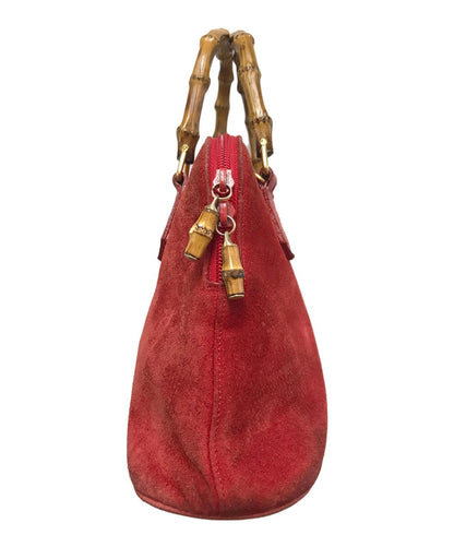 GUCCI Hand Bag Tote Purse Bamboo Red Authentic