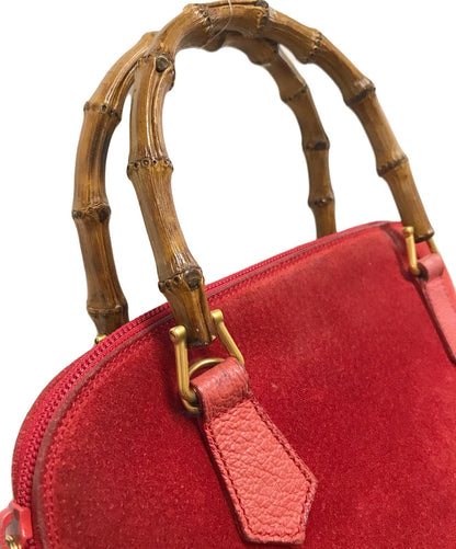 GUCCI Hand Bag Tote Purse Bamboo Red Authentic