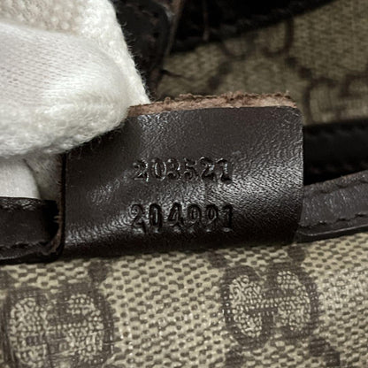 GUCCI Hand Bag Tote Purse GG Supreme PVC Patent Leather Beige Brown Authentic