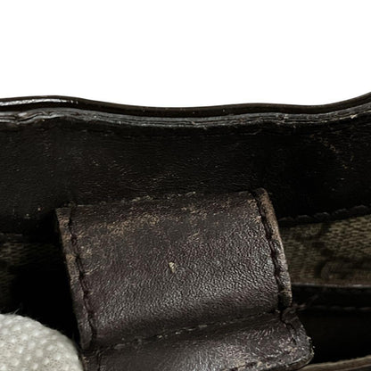 GUCCI Hand Bag Tote Purse GG Supreme PVC Patent Leather Beige Brown Authentic