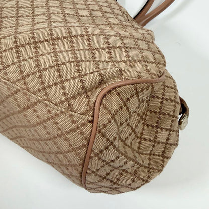 GUCCI Hand Shoulder Bag Tote Purse 2way Diamante Canvas Leather Beige Authentic