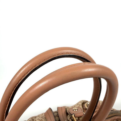 GUCCI Hand Shoulder Bag Tote Purse 2way Diamante Canvas Leather Beige Authentic